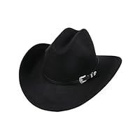 CZCMYAU Cowboyhut Westernhut mit breiter Krempe weicher Filzhut mit Schnallengürtel für Männer und Frauen Klassische Cowgirl-Fedora-Hüte für Kostüme im Freien, Schwarz