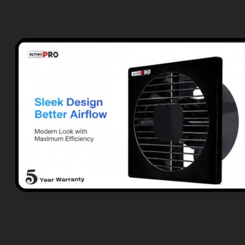 Image of 6 Inch Exhaust Fan for Kitchen & Bathroom | 150mm High Speed Ventilation Fan | Powerful Air Suction | Low Noise Operation | Rust Proof Body | Wall & Glass Mounting | (Black)