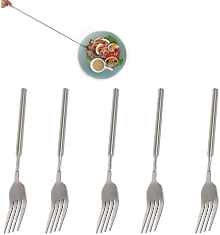 5 Pcs Extendable Forks, BBQ Telescopic Forks Stainless Steel 8.7-25.4Inch Long Handle Fork Barbecue Cutlery Telescopic Toasting Dinner Fruit Dessert