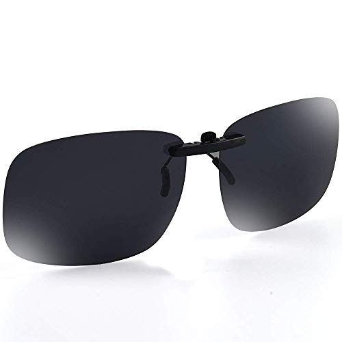 Polarized Clip on Sunglasses, UV Protection/Anti-glare, Small Metal Clip, Driving/Fishing/Outdoor, Unisex, Black