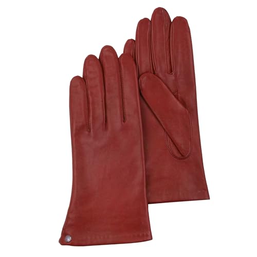 ISOTONER Gants cuir doublés soie femme,Rouge,7.5 (M)