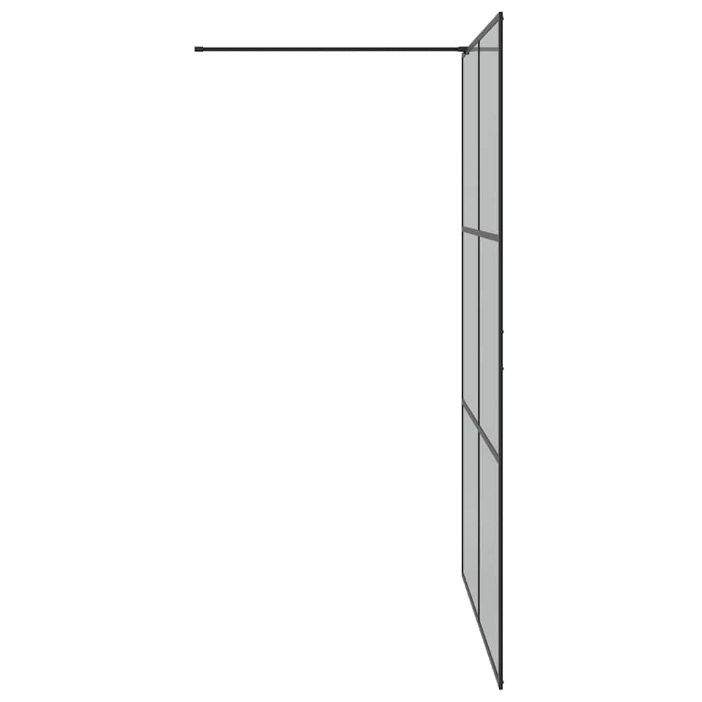 Parete doccia Walk in nero, 140 x 195 cm, vetro temperato da 5 mm, con asta di supporto da 100 cm, telaio regolabile e profilo verniciato a polvere, per bagno e ristrutturazione