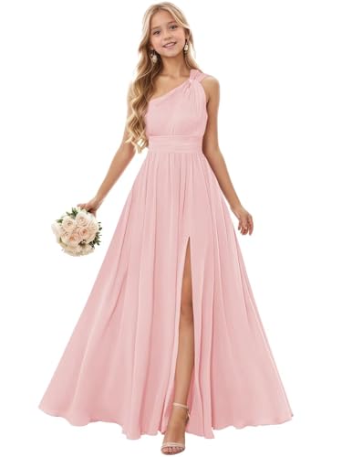 One Shoulder Junior Bridesmaid Dresses for Wedding Chiffon Flower Girl Dress Girls Formal Dress3