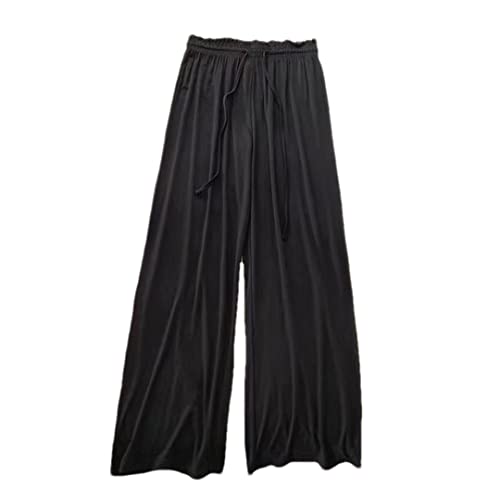 Rfmfkkg Women Solid Color Wide Leg Trousers Elastic Waist Pants Loose Casual Pants Cotton Sports Pants