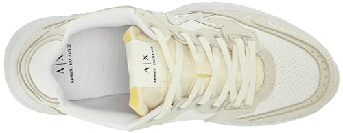 Image of Armani Exchange Men's Chunky Lace Up Logo Sneaker, Ivory /Op.White, 11