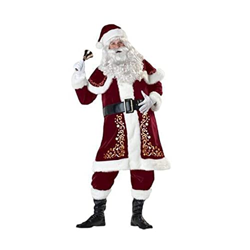 Weihnachtsmann Kostüm Deluxe, Set Weihnachtsfeier Cosplay für Erwachsene Roter Deluxe Samt Weihnachtsmann-Anzug XL Cover