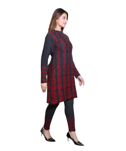 Image of Grand Line Women's Acrylic Woolen Winter Wear Warm Kurta with Palazzo Set