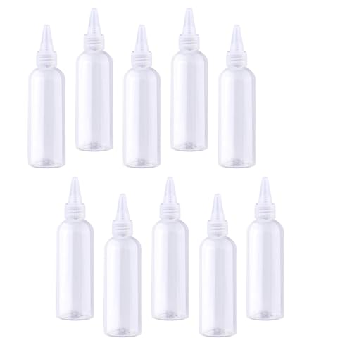 Ginddy Bottiglie da spremere, 10 bottiglie trasparenti da spremere con ugelli, in plastica, con imbuti, mini bottiglie per condimenti, applicatore, per fai da te, artigianato, pittura, multiuso, 10