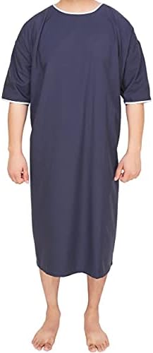Poly Cotton Patient Gown - Examination/Both Side Wearable Hospital Use, Dark Blue, Free Size Unisex