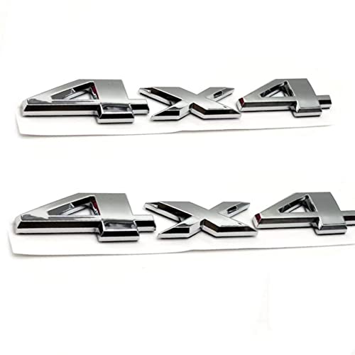 Image of 2PCS New 3D Zinc Alloy 4 x 4 Emblem Badge for Truck /SUV /Pickup Rear Tailgate Tail Gate Door 1500 2500 3500 (Silver)