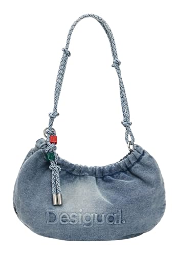 Desigual sac à épaule bandoulière Half Logo Denim Waverly Bag Denim Raw bleu gris