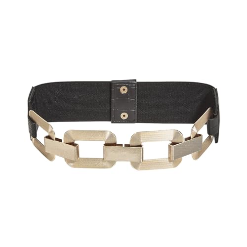 Decorative Belt Ladies's Gold Square Metal Elastic Chain Buckle Link Girdle Casual Vintage Waistband Waist Decorate Belt For Women On Coat Dress for Country Concert Outfit(67cm)