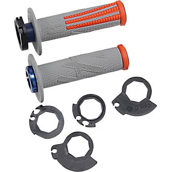 ODI V2 Emig Pro Lock‑On Grips Grey/Orange – Soft Compound – Fits K.T.M. 85/105 SX/EXC 04‑17, 125–200 SX/EX/C/XC‑W 09‑16, 250–380 SX/EXC/MXC 97‑16, 250–500 SX‑F/EX-C‑F/XC‑W 16‑26 – 7/8" Bars