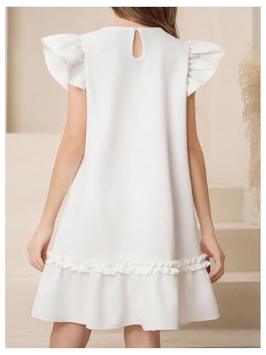 Verdusa Girl's Bow Knot Beaded Dress Ruffle Cap Sleeve Summer Dresses2