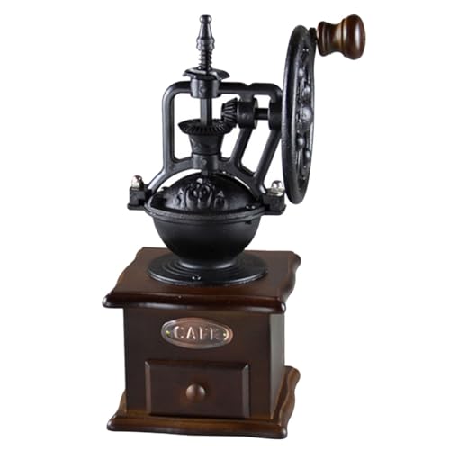 Lurrose 手動コーヒー豆グラインダー 木製ハンドクランク 小型 持ち運び便利 豆挽き器 コーヒー愛好家向け