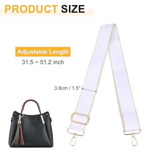 Image of PATIKIL 55in Purse Straps Replacement Crossbody, Bag Straps Crossbody Universal Adjustable Canvas for Purses Handbags Guitar, White