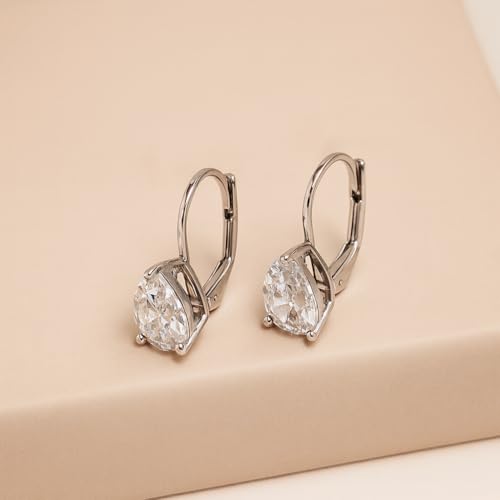 Image of TRUESILVER ACPL 925 Sterling Silver Cubic Zirconia Earrings for Women & Girls | BIS Hallmarked Drop Dangle Leverback Style | Elegant Jewelry Gift for Women