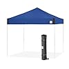 E z up pyramid instant shelter canopy pop up tent 10 x 10 with wide trax roller bag 4 piece spike set royal blue  urban country home decor