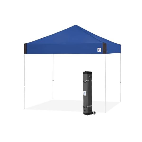 E z up pyramid instant shelter canopy pop up tent 10 x 10 with wide trax roller bag 4 piece spike set royal blue  urban country home decor