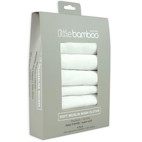 Little Bamboo Muslin Baby Wash Cloths - Pack of 6