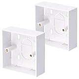 LEENUE 2 Pack Back Box 32mm Deep, Single Gang Ethernet Socket Wall Box, Surface Mounted for Ethernet Network Faceplate White (86mm x 86mm x 32mm)