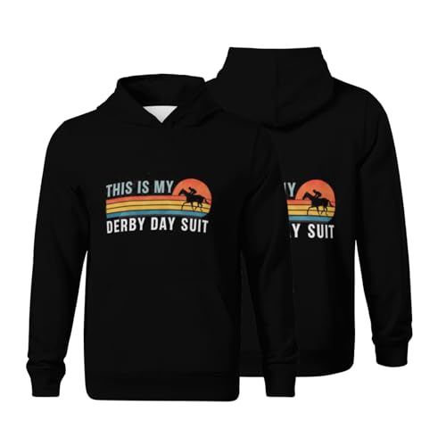 Kids Retro Derby Day Horse Racing This Is My Derby Day Suit Boys Girls Lightweight Kangaroo Pocket Fleece Hoodies