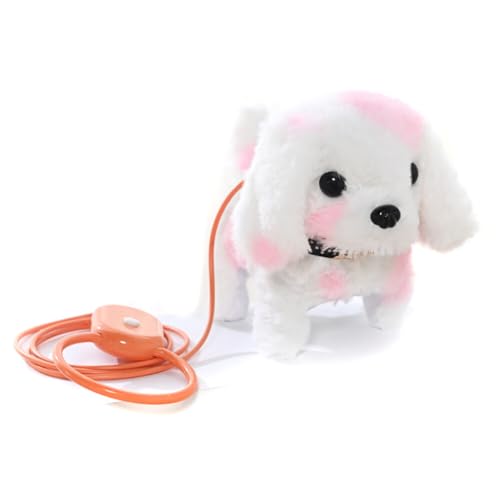 JAWSEU Giocattolo elettronico di peluche per cani che corrono e abbaiano, animali domestici interattivi, giocattoli di peluche interattivi, simulazione cane con guinzaglio di corsa e abbaia
