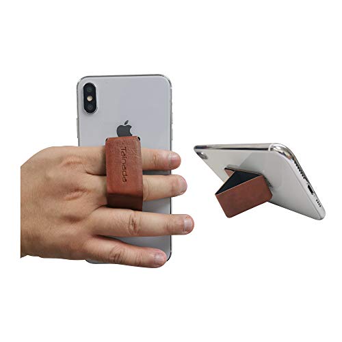 Support téléphone pliable Tainada avec enrouleur marron pour iPhone et Samsung