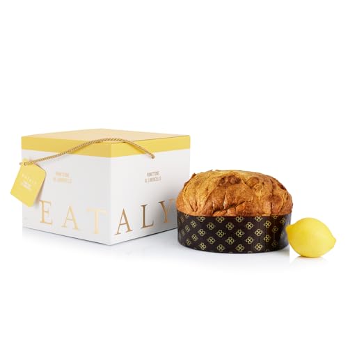 EATALY – Panettone al Limoncello – 1kg – Lavorato a Mano Singolarmente – Dolce Natalizio Soffice a Lievitazione Naturale – Senza Uvetta – Confezione Regalo Elegante Firmata Eataly