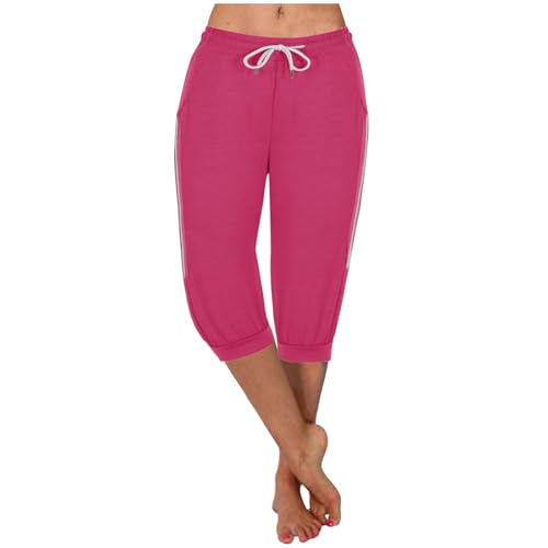 Generic Capri Jogger Sweatpants for Women Stretch Waist Drawstring Cinch Bottom Pants Casual Comfy Athletic Pant with Pockets
