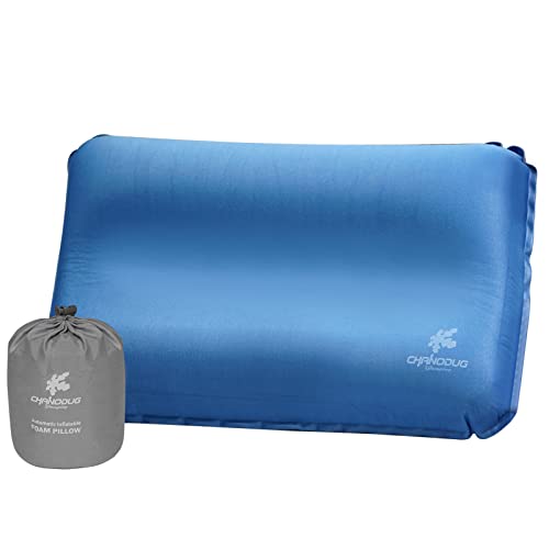 Chanodug Portable Inflatable Lumbar Support Travel Pillow With Memory Foam Insert - Perfect For Lower Back Pain Relief, Comfort And Support While Flying, Driving, Camping (Blue-1) #TOP3
