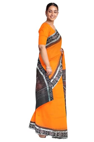 Image of COTTONSILK & KHANDUAPATA Odisha Sambalpuri Handloom Ikat Women Cotton Saree, Odisha Handloom Handmade Pure Cotton Khandua Saree, Ikkat Orissa Traditional Handloom Saree Without Blouse 430