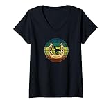 Cheval Amoureux Vintage LuckyCharm fer à cheval imprimé rétro T-Shirt avec Col en V