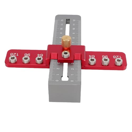 Ycauty Cabinet Hardware Mould Efficient Adjustable Template Tool for Drawer Handles Knobs Doors 64Mm 96Mm 128 Hole Spacing, Aluminum Alloy for Woodworking and Furniture Projects