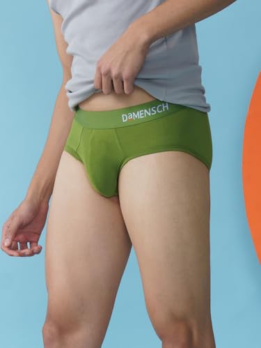 Image of DAMENSCH Modal Regular Fit Solid Brief Underwear Anti-Bacterial Moisture Wicking Breathable Microfibre Waistband Deo-Soft Briefs for Men