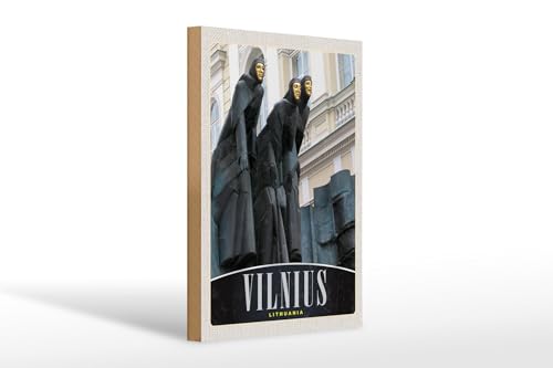 FEMER Holzschild Reise 20x30cm Vilnius Litauen Skulptur Europa