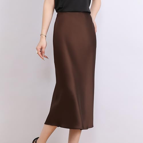 Women's Black Long Satin Skirt High Waist A-line Pencil Mermaid Boho Trendy Summer Elegant Comfort Fit Slimming2