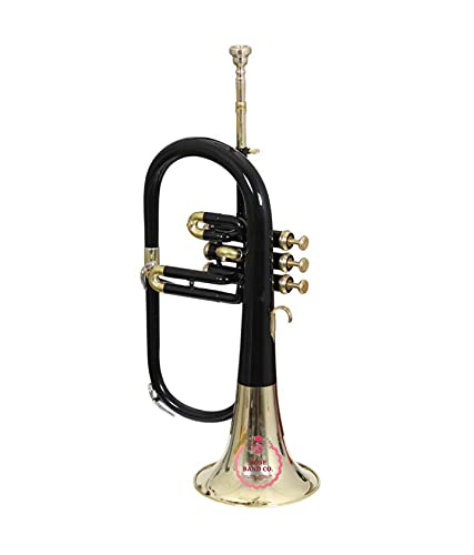 Rose Musical's Professional Bb Flugelhorn 3 Valves Black Brass with Hard Case, Mouthpiece and Gloves