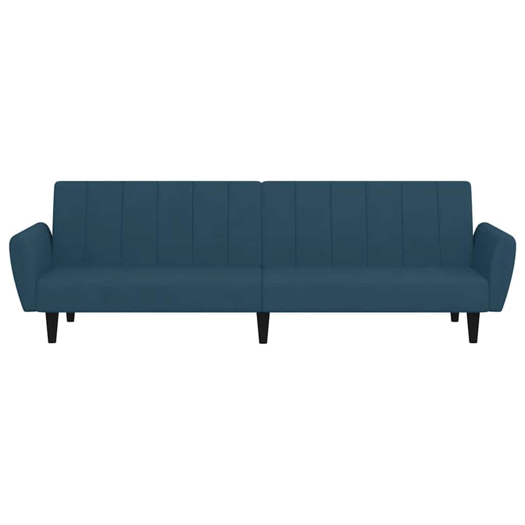 Sofá cama de 2 plazas terciopelo azul con espacio de almacenamiento y respaldo ajustable para salón, habitación de invitados y espacios pequeños, cómodo asiento con marco de madera resistente