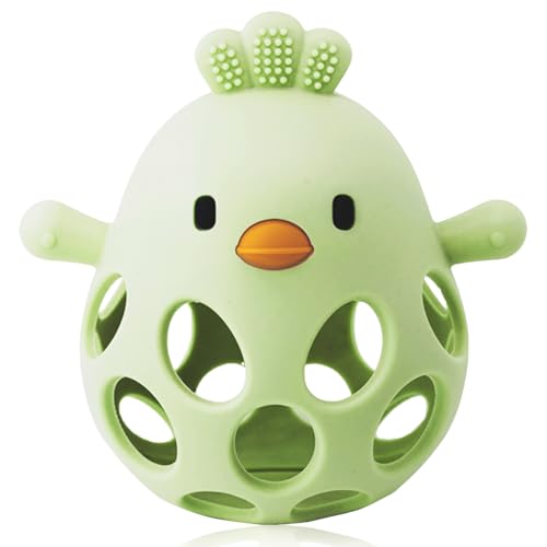 Image of Baby Teething Toy, Easy-to-Grasp Sensory Teether for Infants 3–12 Months, 100% Food-Grade Silicone, Teething Relief & Developmental, BPA Free (Olive)