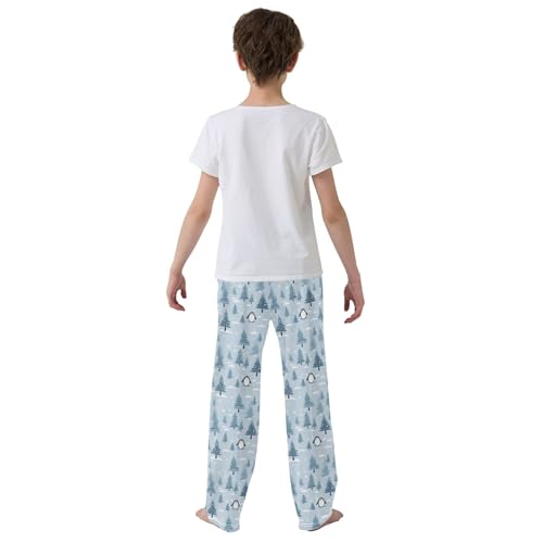 Cute Penguin Long Pajama Pants Elastic Waist PJ Bottoms with Pockets S A1130004