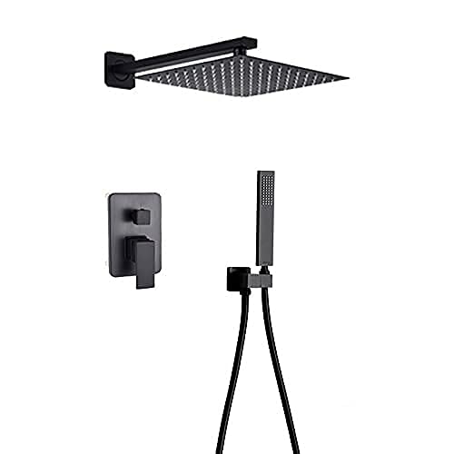 Système de douche noir mat haut de gamme avec vanne de commande intégrée