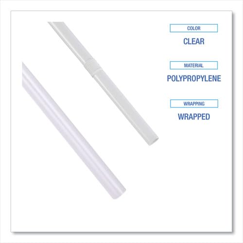 Boardwalk Wrapped Jumbo Straws, 7.75", Polypropylene, Clear, 12,000/Carton