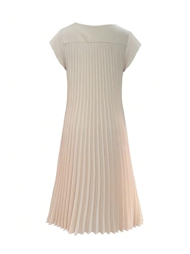 Image of GORGLITTER Women's Pleated Flowy Chiffon Church Dresses Elegant Summer Short Sleeve Wedding Guest Maxi Dress Outfits