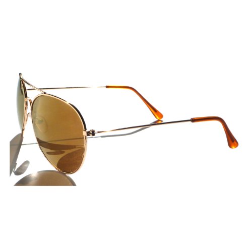 TOP Gun PILOT Style Classic Gold Metal Frame Brown Lens Aviator Sunglasses2