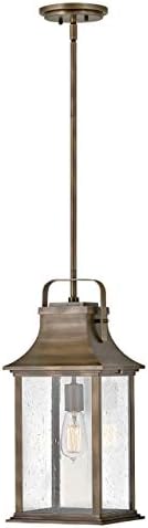 Hinkley Grant One Light Medium Outdoor Hanging Lantern, Burnished Bronze w/Clear Seedy Glass