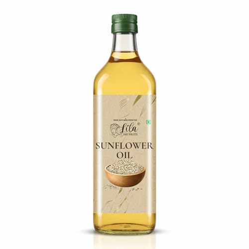 Image of LILA DRY FRUITS Sunflower Oil for Cooking 500 ML | Pure & Unrefined Cold Pressed Surajmukhi ka Tel | Hexane Free, Kolhu /Chekku, Refined Edible Oil for Frying, Daily Use Kitchen Oil Chemical Free