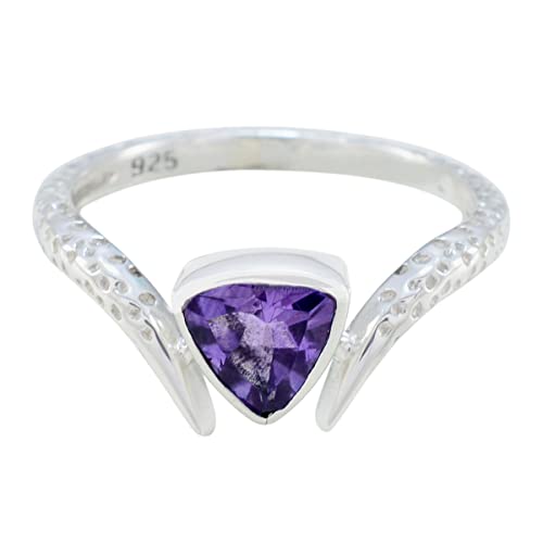 Bague en argent sterling 925 triangle et pierres précieuses colorées