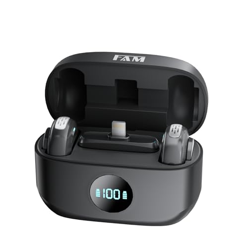 Microfone de Lapela Sem Fio FAM BELL M2 - Áudio Profissional, Compacto, Leve, com Redução de Ruído e