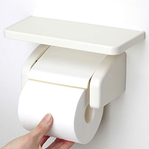 オカ トイレットペーパーホルダー ワンタッチ 棚付き ホワイト